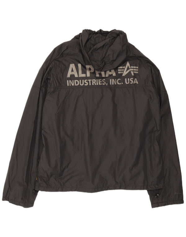 Alpha Industries Herren-Regenjacke mit grafischer Kapuze, UK 50 5XL, schwarzes Polyamid