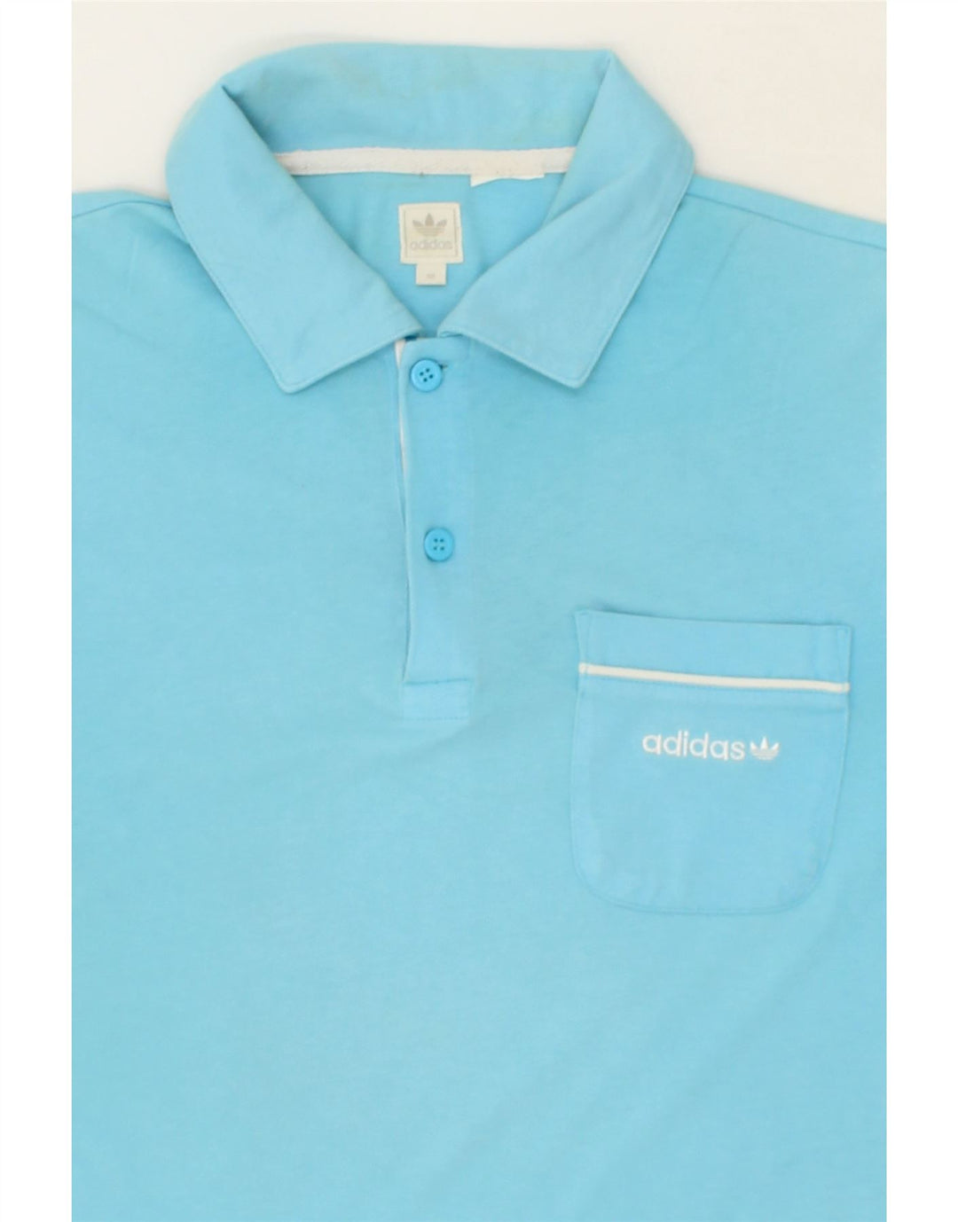 ADIDAS Mens Polo Shirt IT 50 Medium Blue Cotton Vintage Adidas and Second-Hand Adidas from Messina Hembry 
