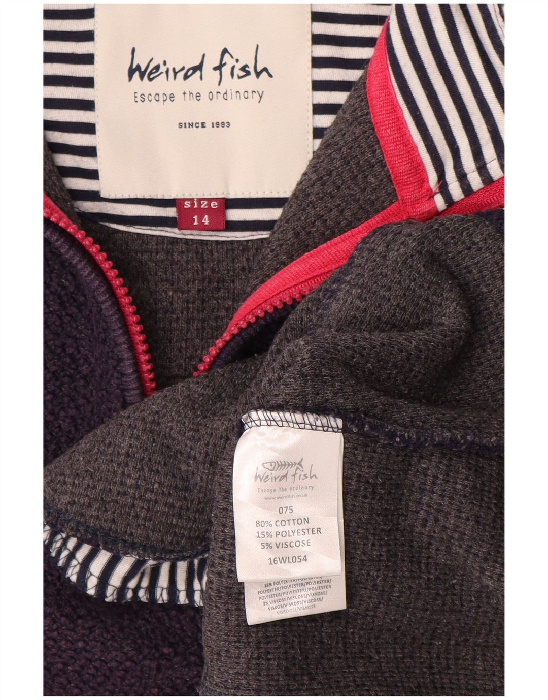 Weird Fish Damen-Pullover, übergroß, mit Reißverschluss, Größe 44, Lila