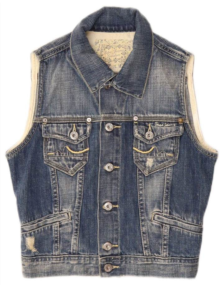 PEPE Jeans Distressed Denim Gilet für Jungen, 7–8 Jahre, mittelblaue Baumwolle