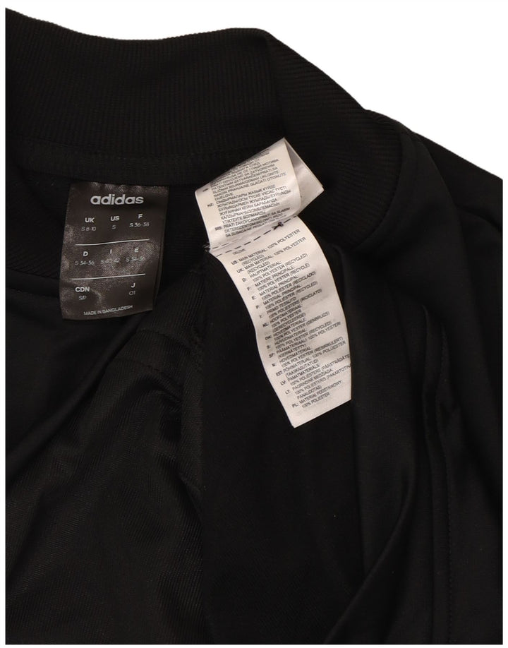 ADIDAS Womens Tracksuit Top Jacket UK 8/10 Small Black Polyester