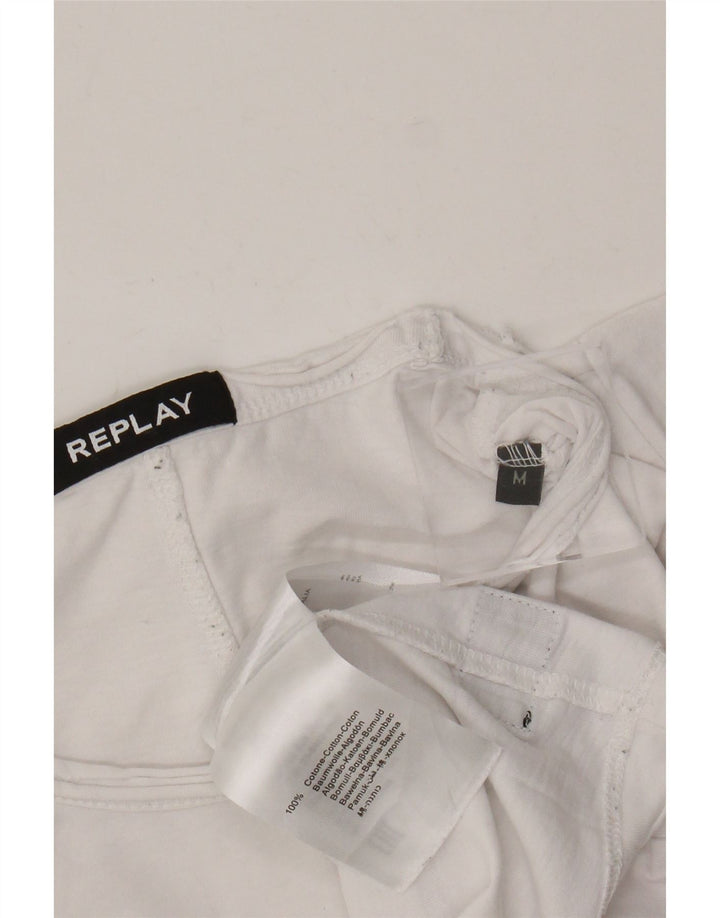 Replay Herren-T-Shirt-Oberteil aus mittelweißer Baumwolle