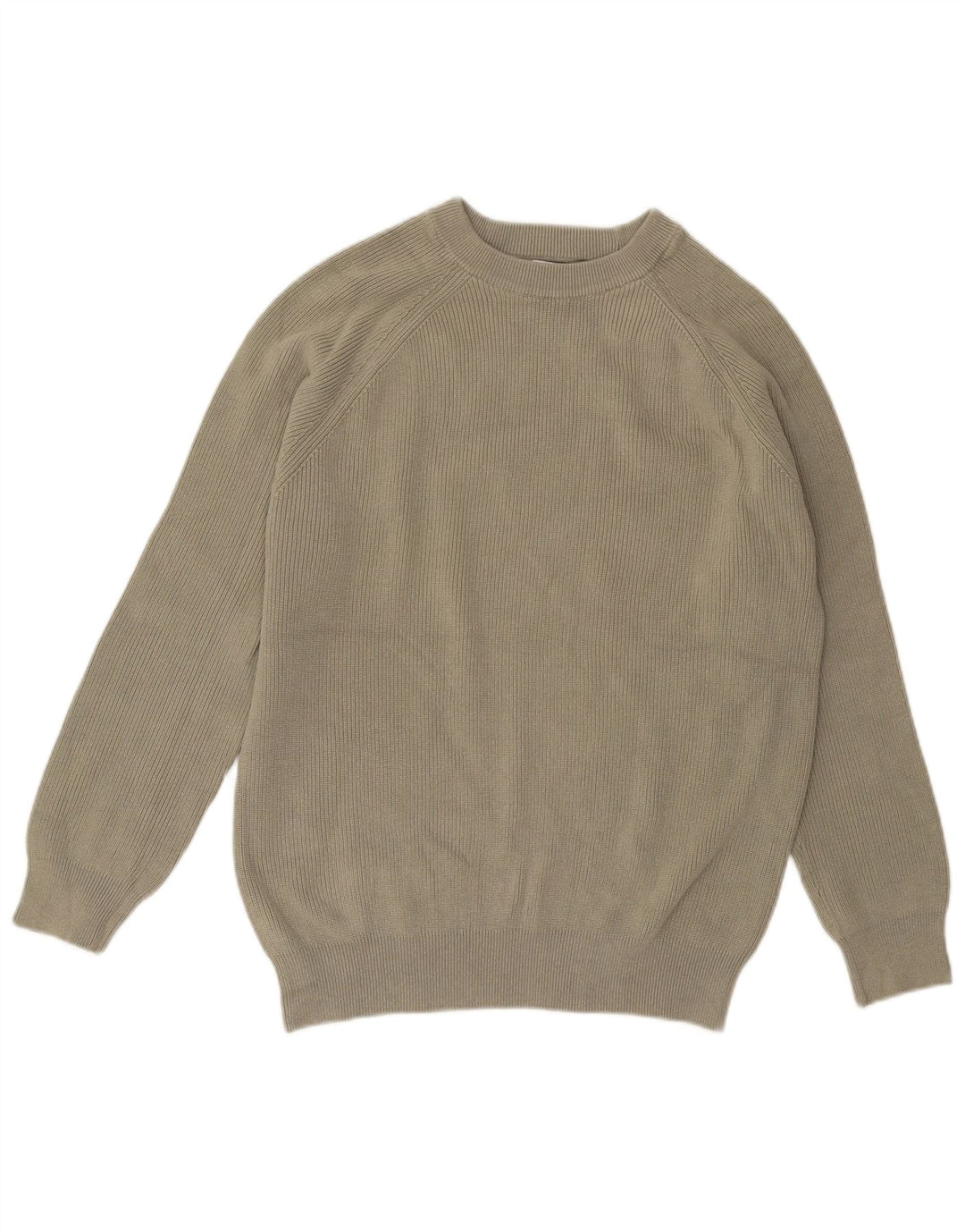 Zara Herren-Pullover mit Rundhalsausschnitt, groß, Khaki, Baumwolle