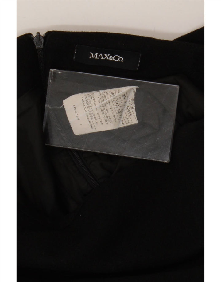Max & Co. Damen A-Linienrock UK 12 Medium W32 Schwarze Wolle
