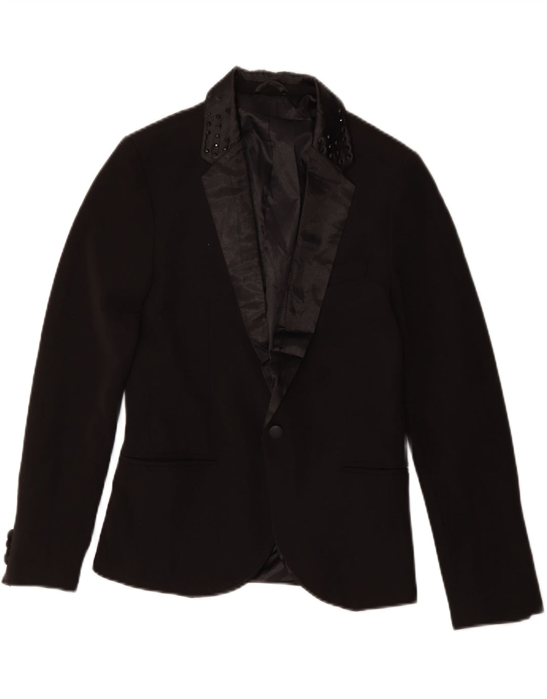 ZARA Damen-Blazer mit 1 Knopf, Gr. 10, Größe S, Schwarz, Polyester
