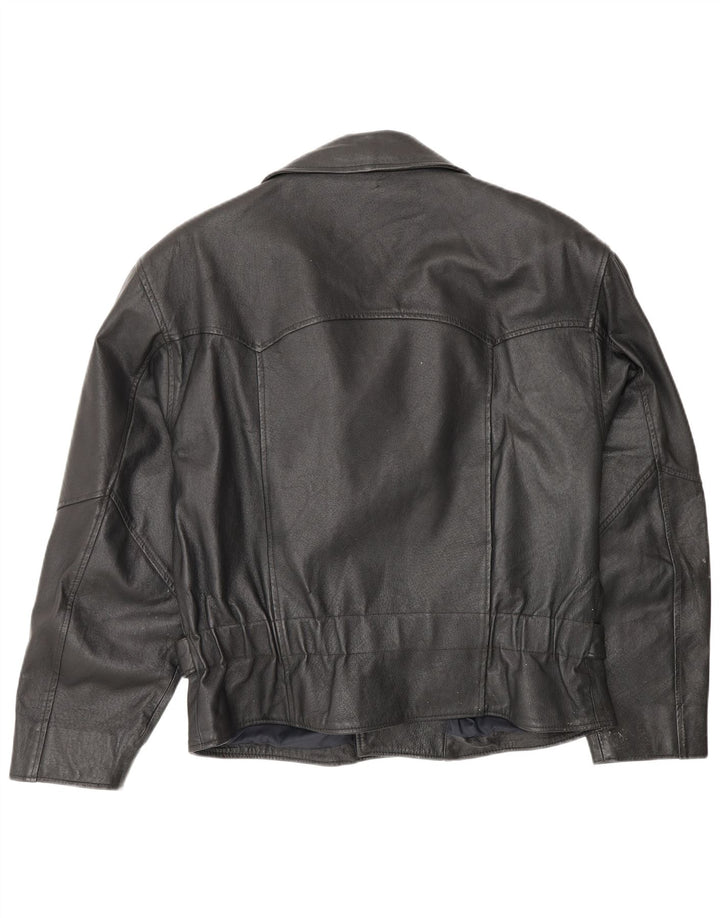 Vintage Herren Leder Bikerjacke UK 38 Mittelschwarzes Leder
