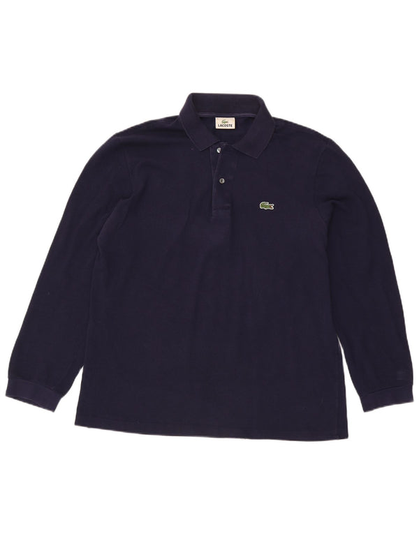 Lacoste Mens Long Sleeve Polo Shirt Size 4 Medium Navy Blue Cotton