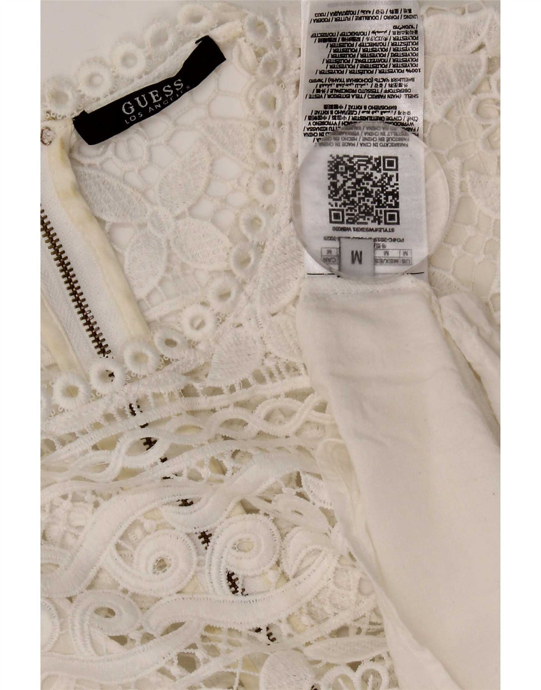 Guess Damen Ärmelloses, gestuftes Spitzenkleid UK 12 Mittelweißes Polyester