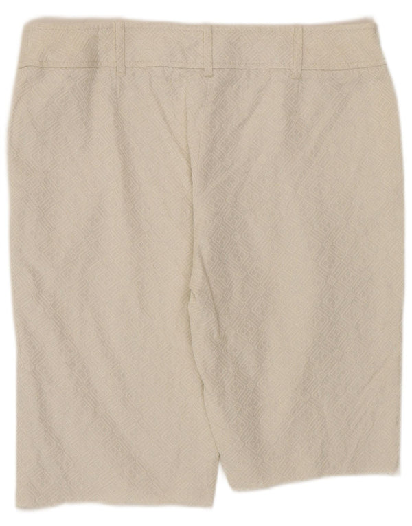 Oasis Damen Bermudashorts UK 14 Medium W32 Weiße geometrische Baumwolle