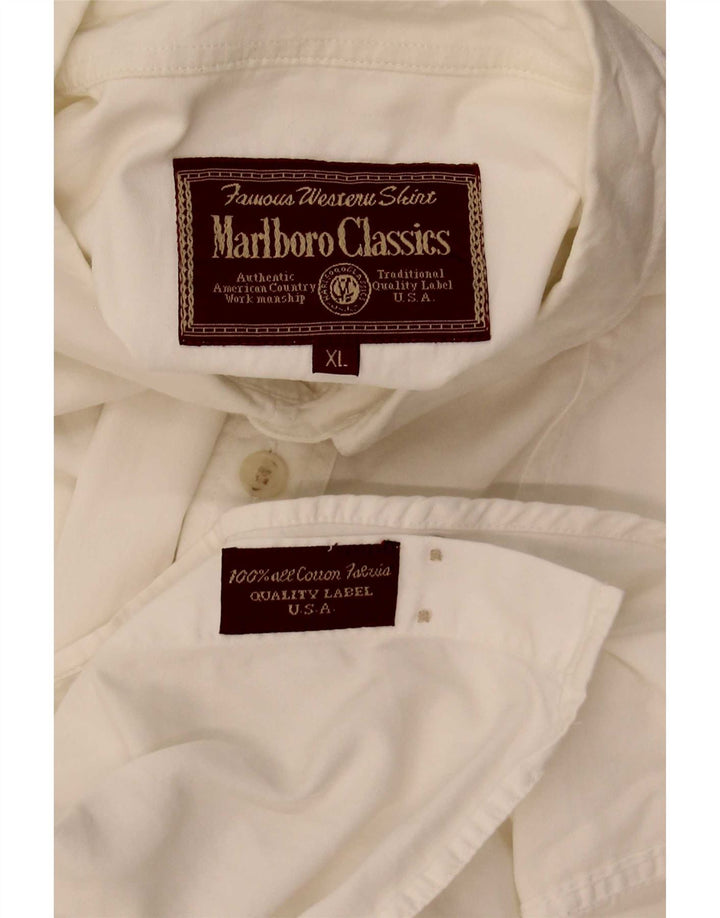 Marlboro Classics Herren-Kurzarmhemd XL aus weißer Baumwolle