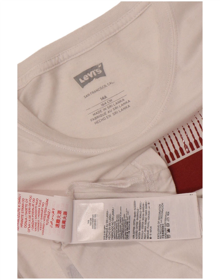 Levi's Jungen Grafik-Top, langärmelig, 13–14 Jahre, weiße Baumwolle