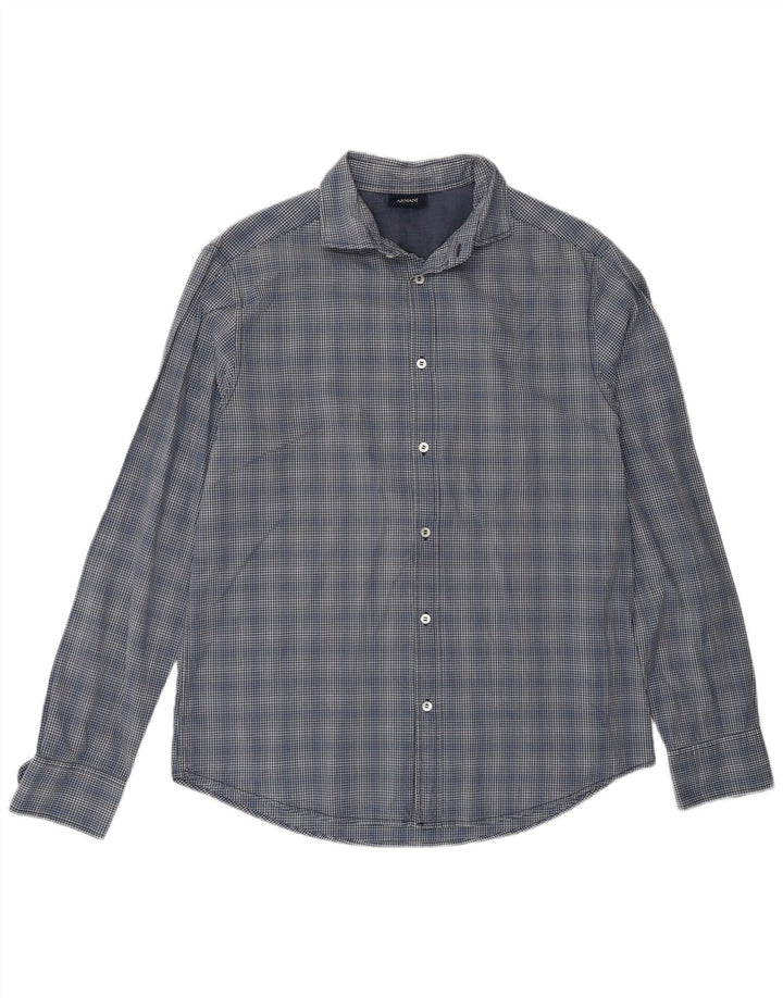 Armani Jeans Herrenhemd XL Marineblau Gingham