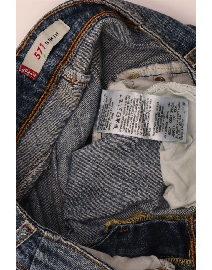 Levi's Damen 571 Slim Jeans W29 L30 Blaue Baumwolle