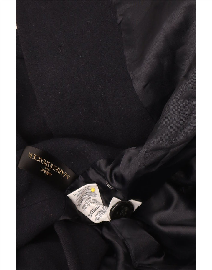 Marks & Spencer Damen Zweireihiger Mantel UK 10 Small Schwarze Wolle