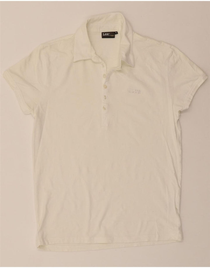 LEE Womens Polo Shirt UK 18 XL White Cotton Vintage Lee and Second-Hand Lee from Messina Hembry 