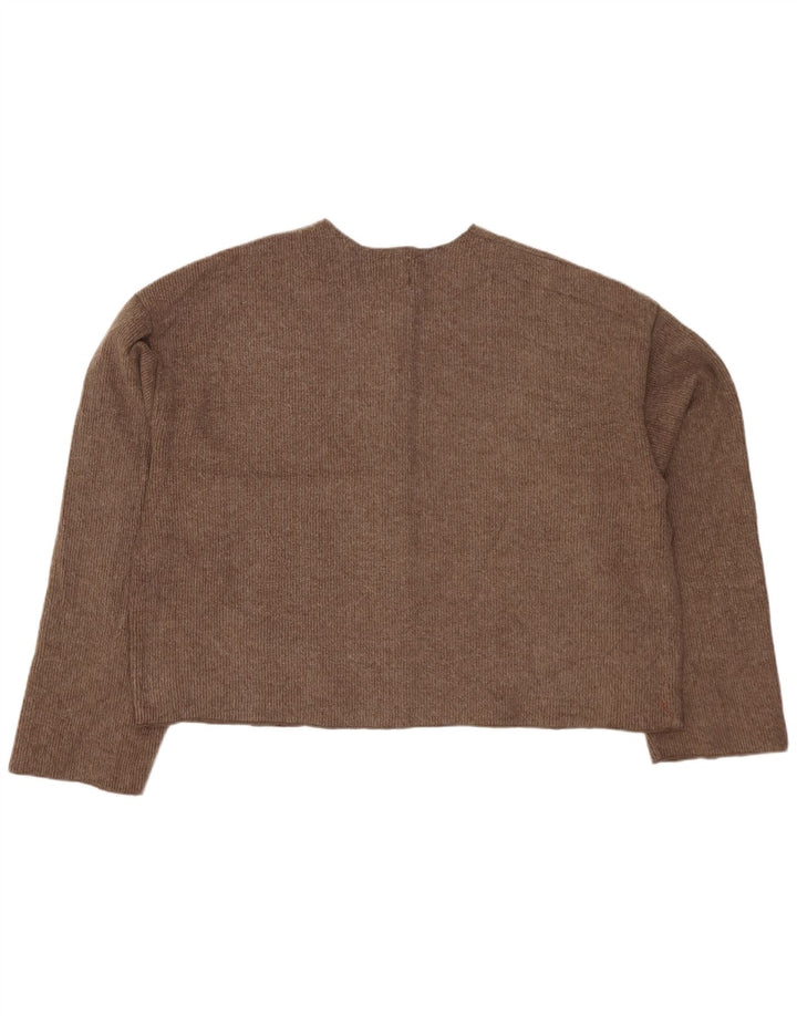 Zara Damen Crop Cardigan Pullover UK 18 XL Braun Polyester