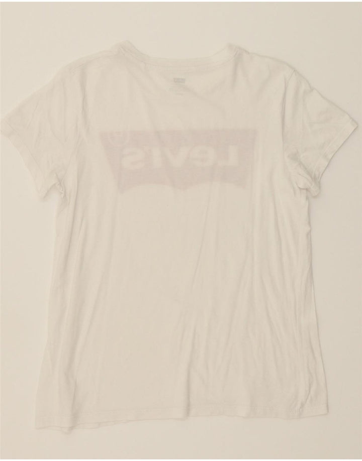 LEVI'S Womens Graphic T-Shirt Top UK 10 Small White Cotton Vintage Levi's and Second-Hand Levi's from Messina Hembry 