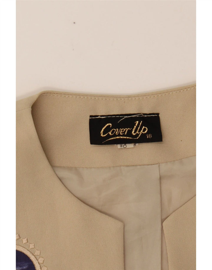 VINTAGE Womens 5 Button Short Sleeve Blazer Jacket UK 18 XL Beige Vintage Vintage and Second-Hand Vintage from Messina Hembry 