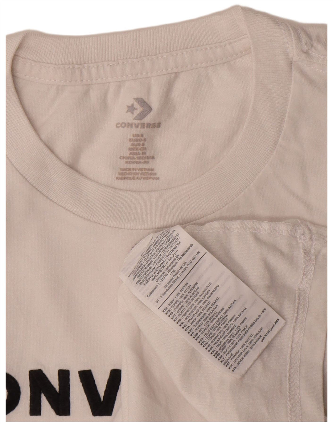 Converse Damen-T-Shirt mit Grafik, UK 10, Größe S, weiße Baumwolle