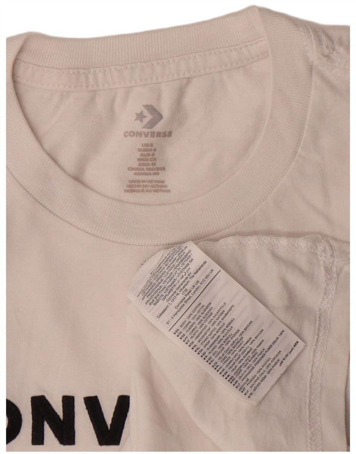 Converse Damen-T-Shirt mit Grafik, UK 10, Größe S, weiße Baumwolle