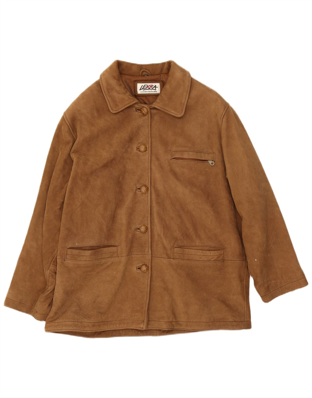 Lekra Damen Wildlederjacke EU 42 Großes braunes Leder