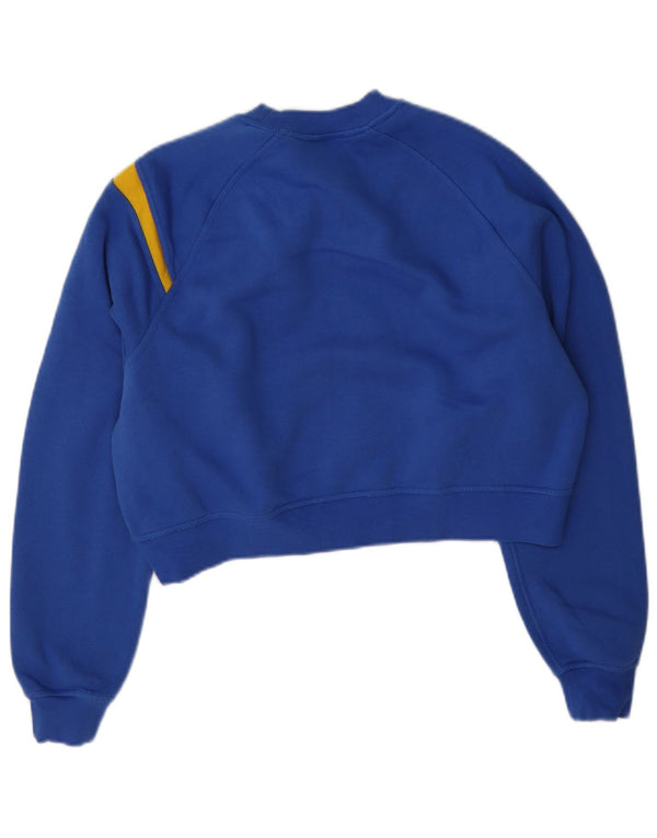 Nike Womens Graphic Crop Sweatshirt Pullover UK 14 Mittelblaue Baumwolle