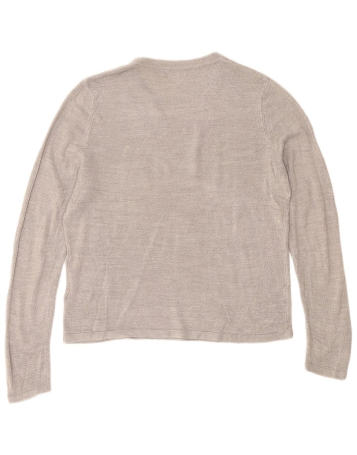 Marks & Spencer Damen-Pullover mit Rundhalsausschnitt, UK 14, mittelgraues Acryl