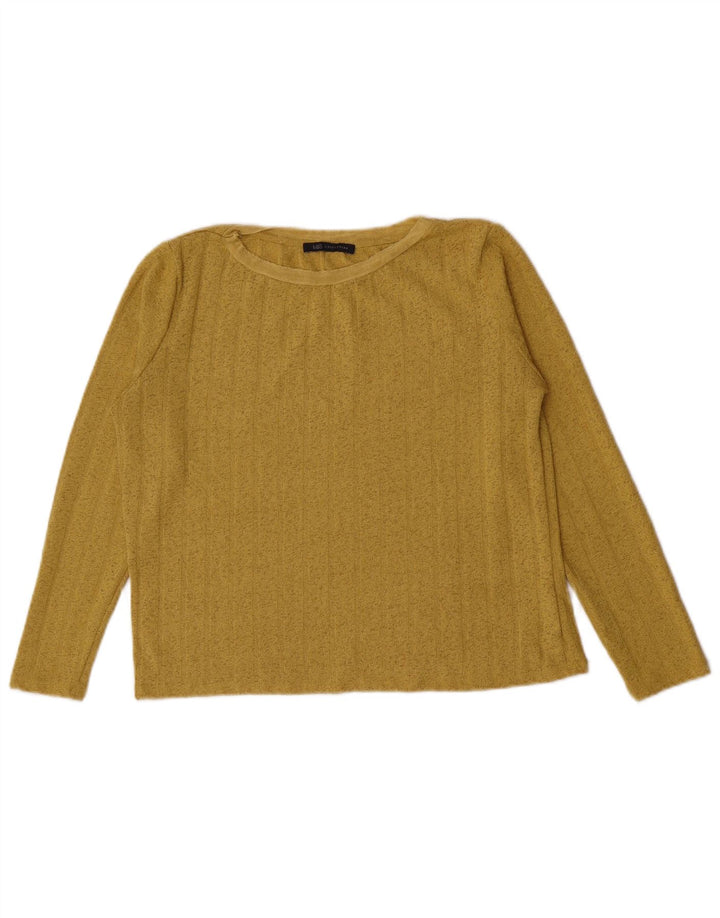 Marks & Spencer Damen Crop Top Langarm UK 12 Mittelgelbes Polyester