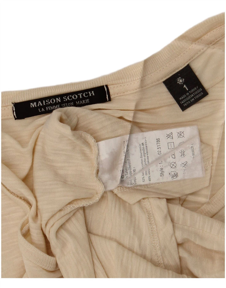 Maison Scotch Damen T-Shirt Top Größe 1 Small Beige Baumwolle