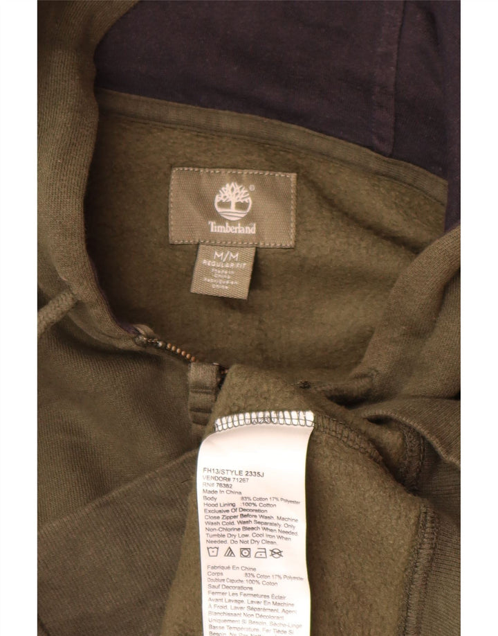 Timberland Herren-Kapuzenpullover mit normaler Passform und Reißverschluss, mittlere Khaki-Baumwolle