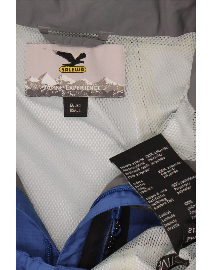 SALEWA Herren-Regenjacke mit Kapuze, EU 50, groß, blaues Colourblock-Polyamid