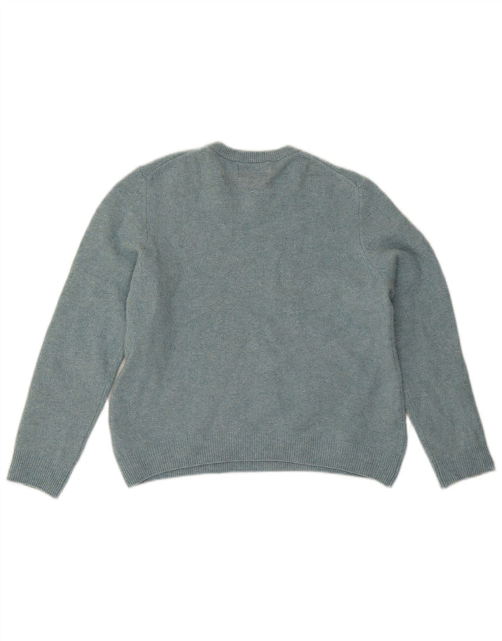 Marks & Spencer Damen-Pullover mit Rundhalsausschnitt, UK 14, Größe L, blaue Lammwolle
