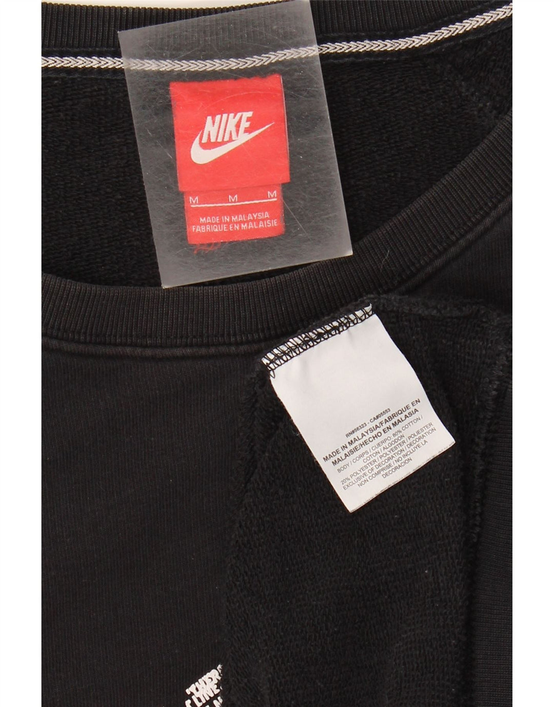 NIKE Womens Graphic Sweatshirt Jumper UK 14 Medium Black Cotton