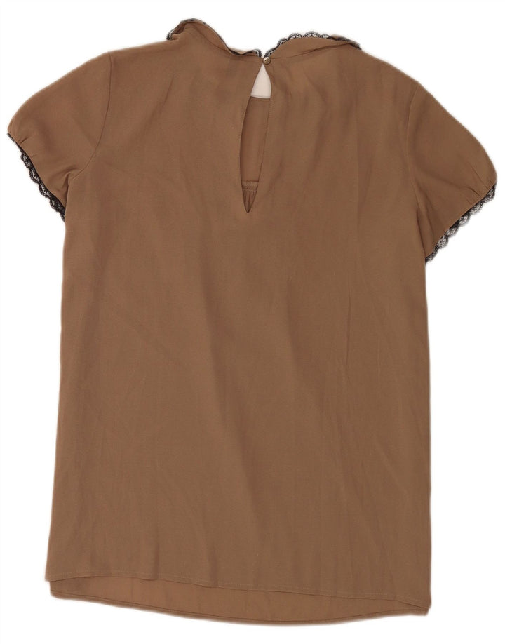 Benetton Damen-Blusenoberteil UK 10 Small Beige Polyester