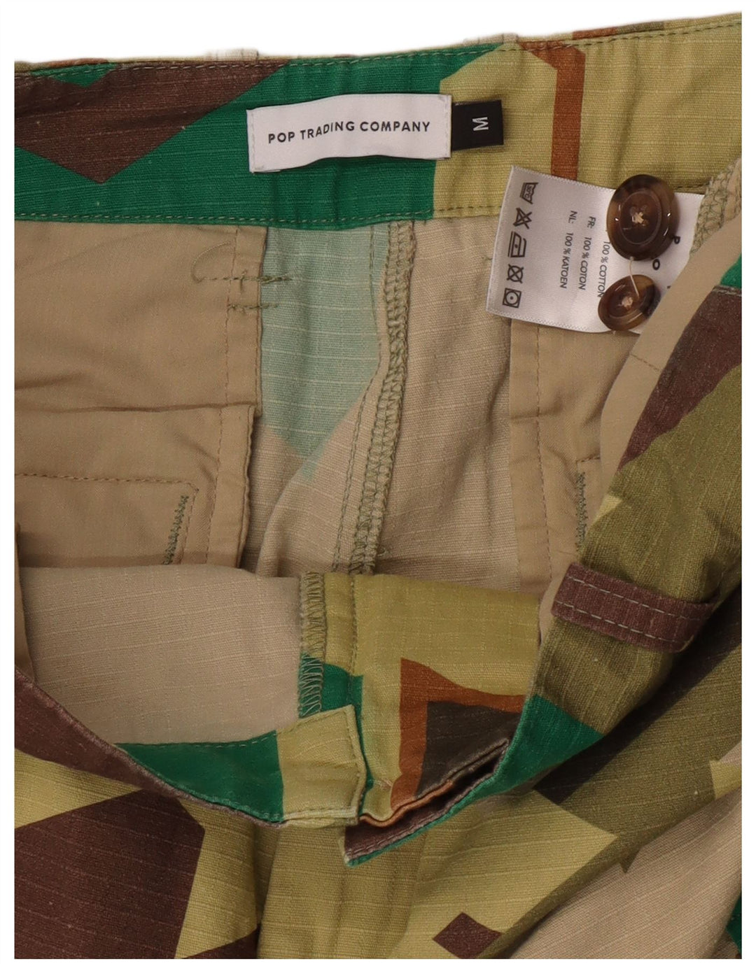 Vintage Herren Cargohose Medium W32 L28 Mehrfarbige geometrische Baumwolle