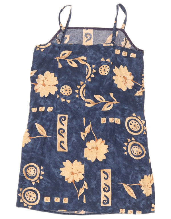 Vintage Damen Sonnenkleid UK 10 Small Navy Blue Floral