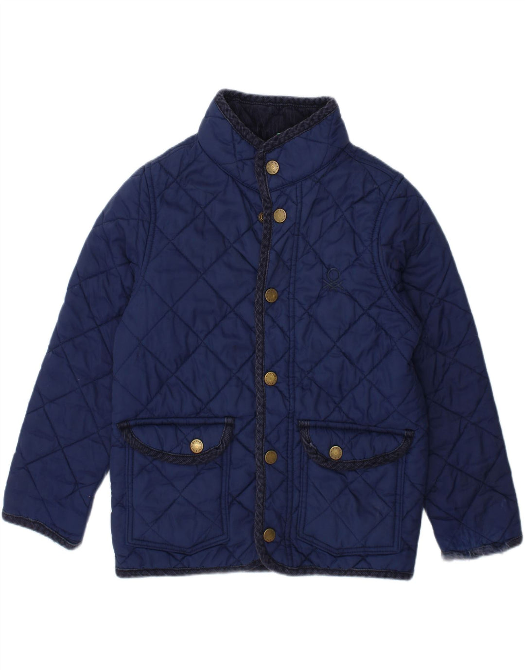 BENETTON Boys Quilted Jacket 4-5 Years XS Navy Blue Polyamide Vintage Benetton and Second-Hand Benetton from Messina Hembry 