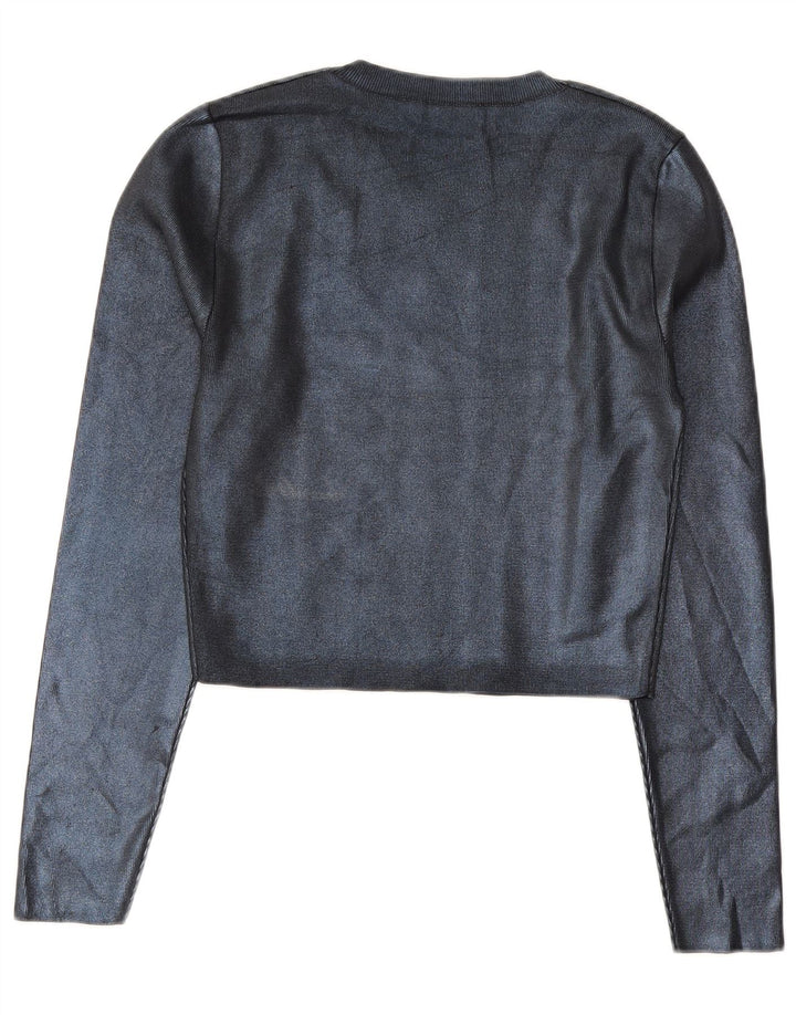 Zara Damen Crop Top UK 18 XL Marineblau Polyester