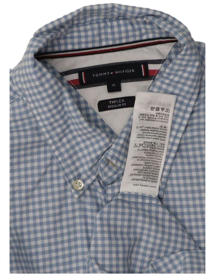 TOMMY HILFIGER Herren-Hemd mit normaler Passform, XL, blau kariert, Baumwolle