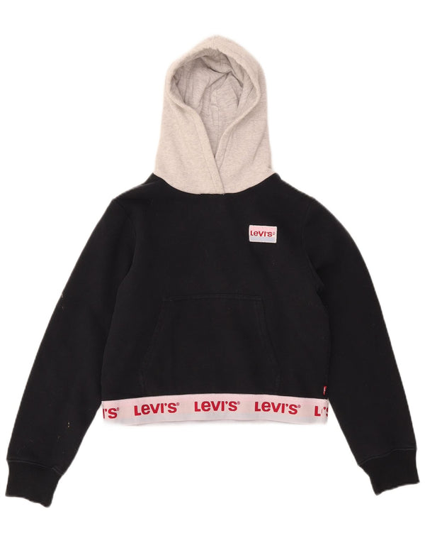 LEVI'S Crop Graphic Hoodie-Pullover für Mädchen, 11–12 Jahre, Schwarz, Farbblock