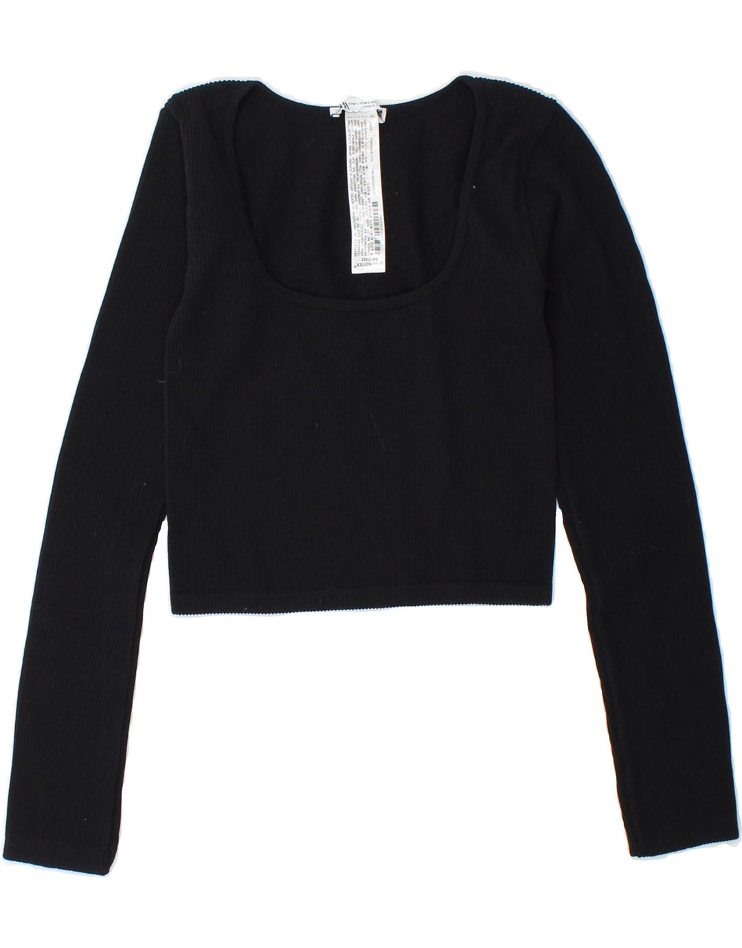 ZARA Womens Crop Top Long Sleeve UK 12 Medium Black Polyester Vintage Zara and Second-Hand Zara from Messina Hembry 