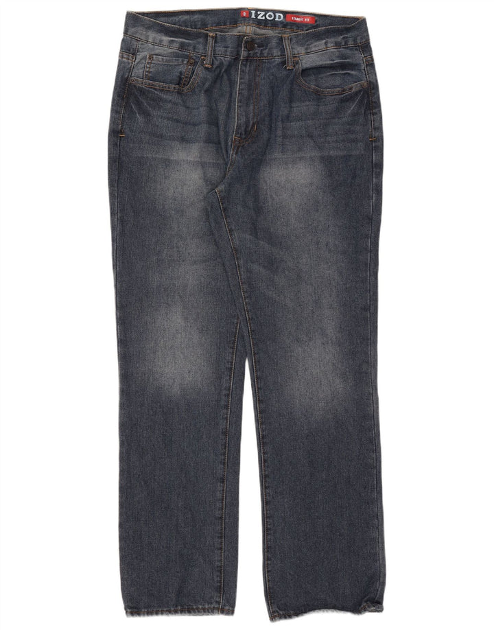 Izod Herren Straight Jeans W36 L32 Blaue Baumwolle