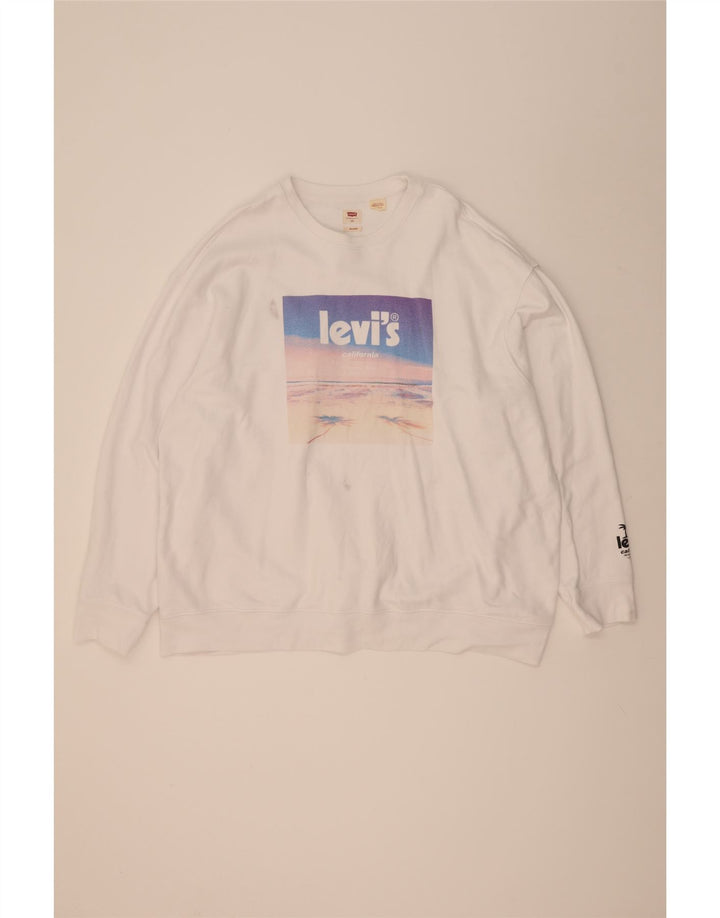 Levi's Herren-Sweatshirt mit grafischer entspannter Passform, 2XL, weiße Baumwolle