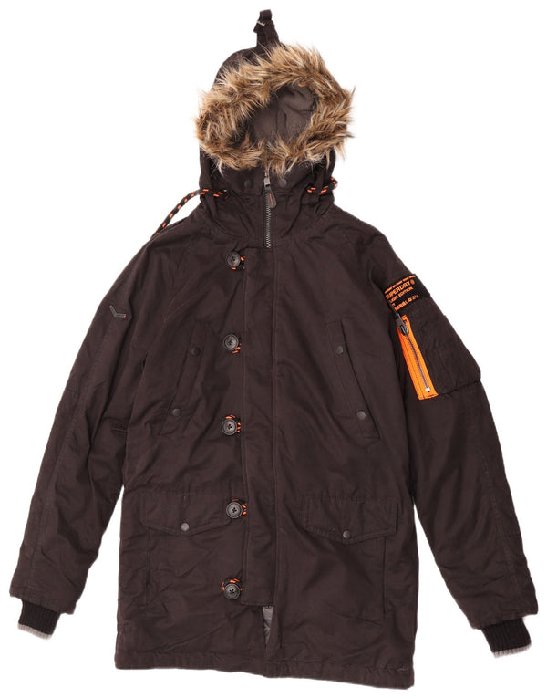 Superdry Herren-Parka mit Kapuze, UK 36, Größe S, braun, Polyester