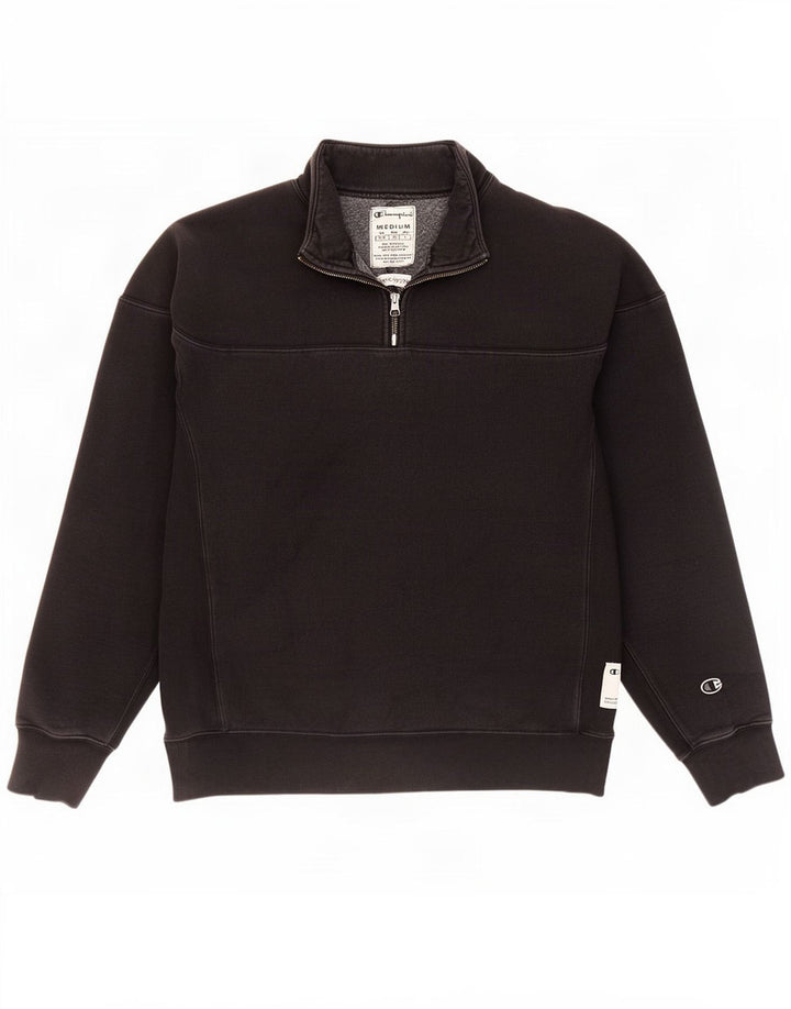 Champion Herren-Sweatshirt mit Reißverschluss am Hals, mittlere schwarze Baumwolle