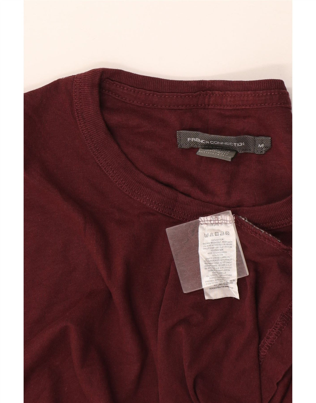 French Connection Herren-T-Shirt-Oberteil, mittelgroß, Burgunderrot, Baumwolle