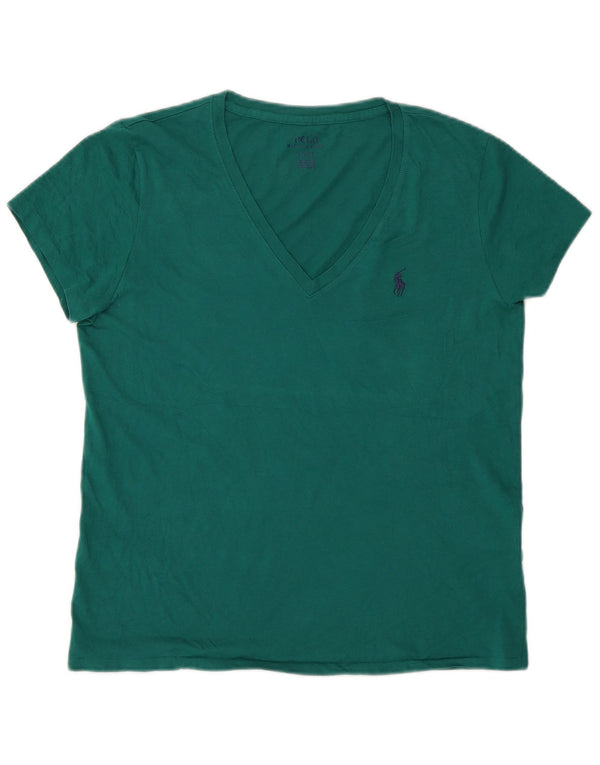 Polo Ralph Lauren Damen T-Shirt Top UK 12 Mittelgrüne Baumwolle