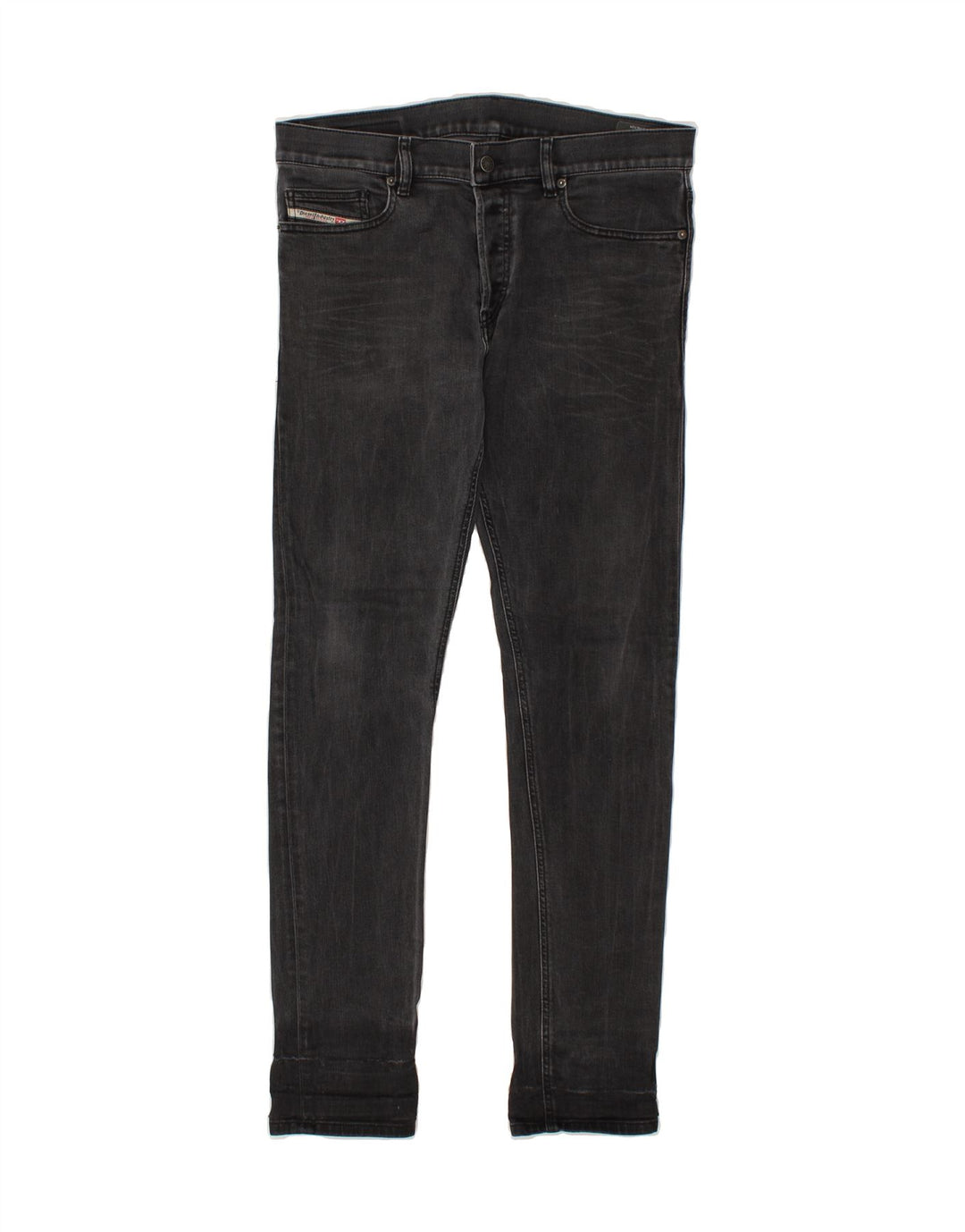 DIESEL Herren Slim Jeans W32 L32 Schwarze Baumwolle
