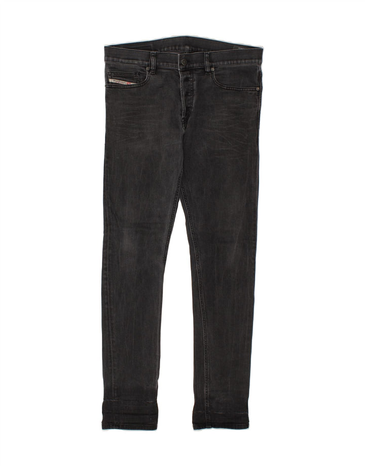 DIESEL Herren Slim Jeans W32 L32 Schwarze Baumwolle