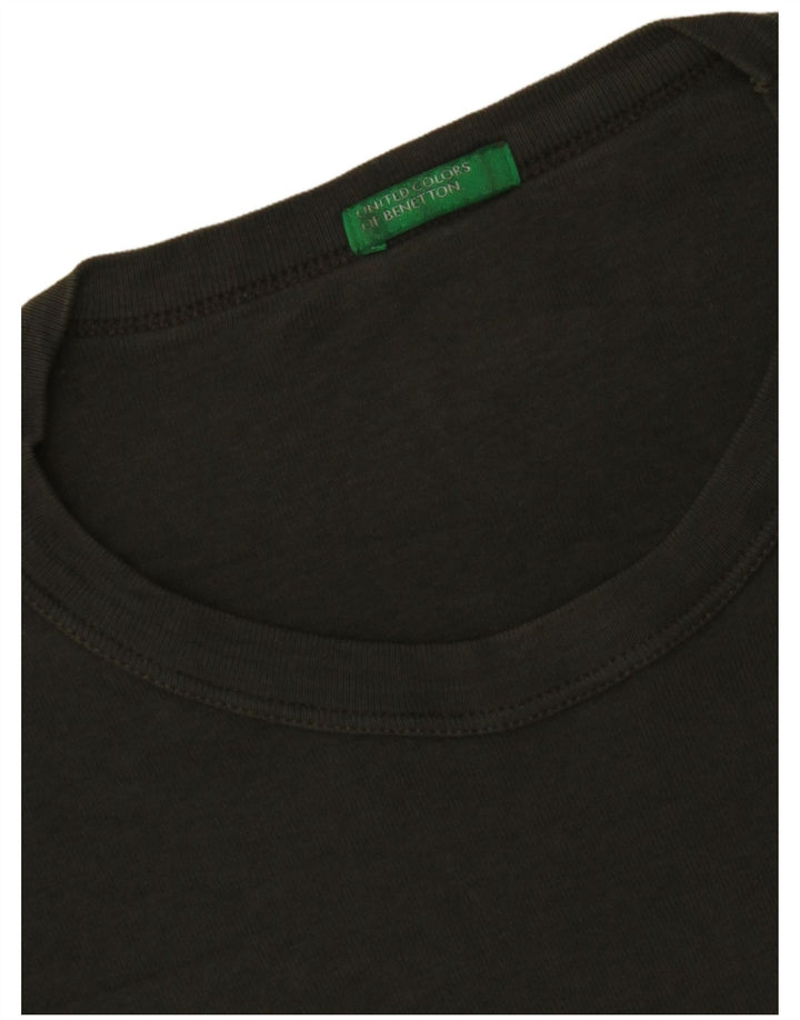 BENETTON Damen Graphic Top Langarm UK 12 Mittelgrün